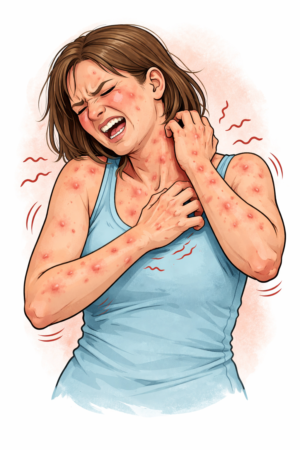 Pessoa se coçando por urticária